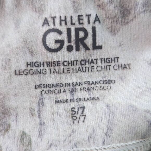 Athleta Girl Print Leggings Size Small 7 High Rise Printed Chit Chat Tight - Picture 5 of 7